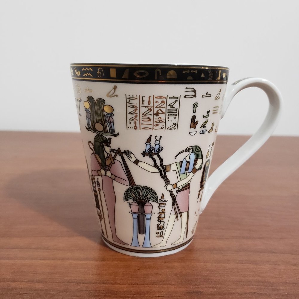 Vintage Egypt Coffee Mug Fathi Mahmoud Pâte et email Limoges Fonde en 1942